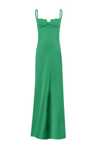 Tulip maxi dress with tulip-shaped decorated cups front view