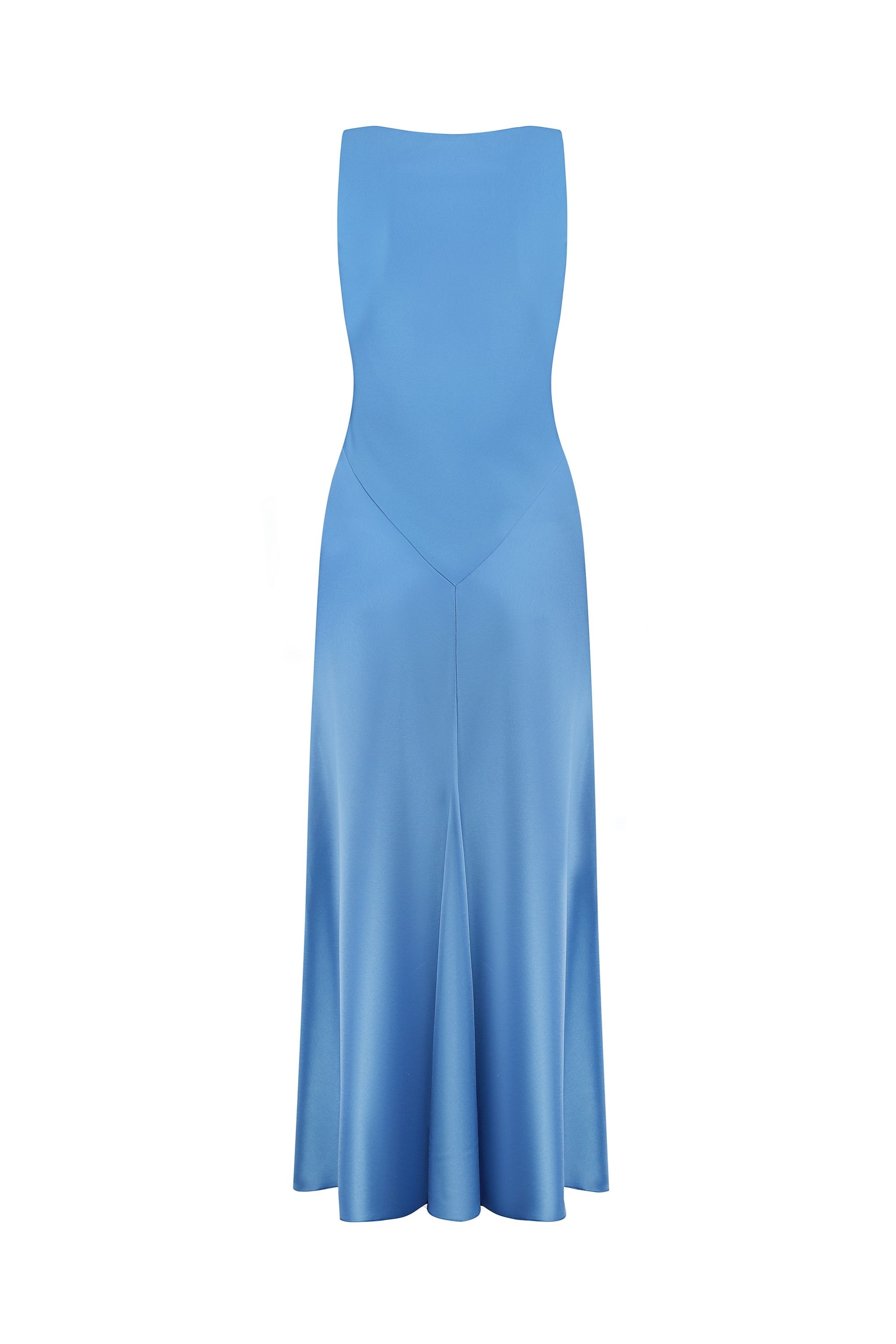 Midi fitted Lydia dress with a flared shape starting from the hips back view