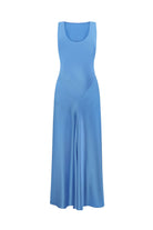 Midi fitted Lydia dress with a flared shape starting from the hips front view