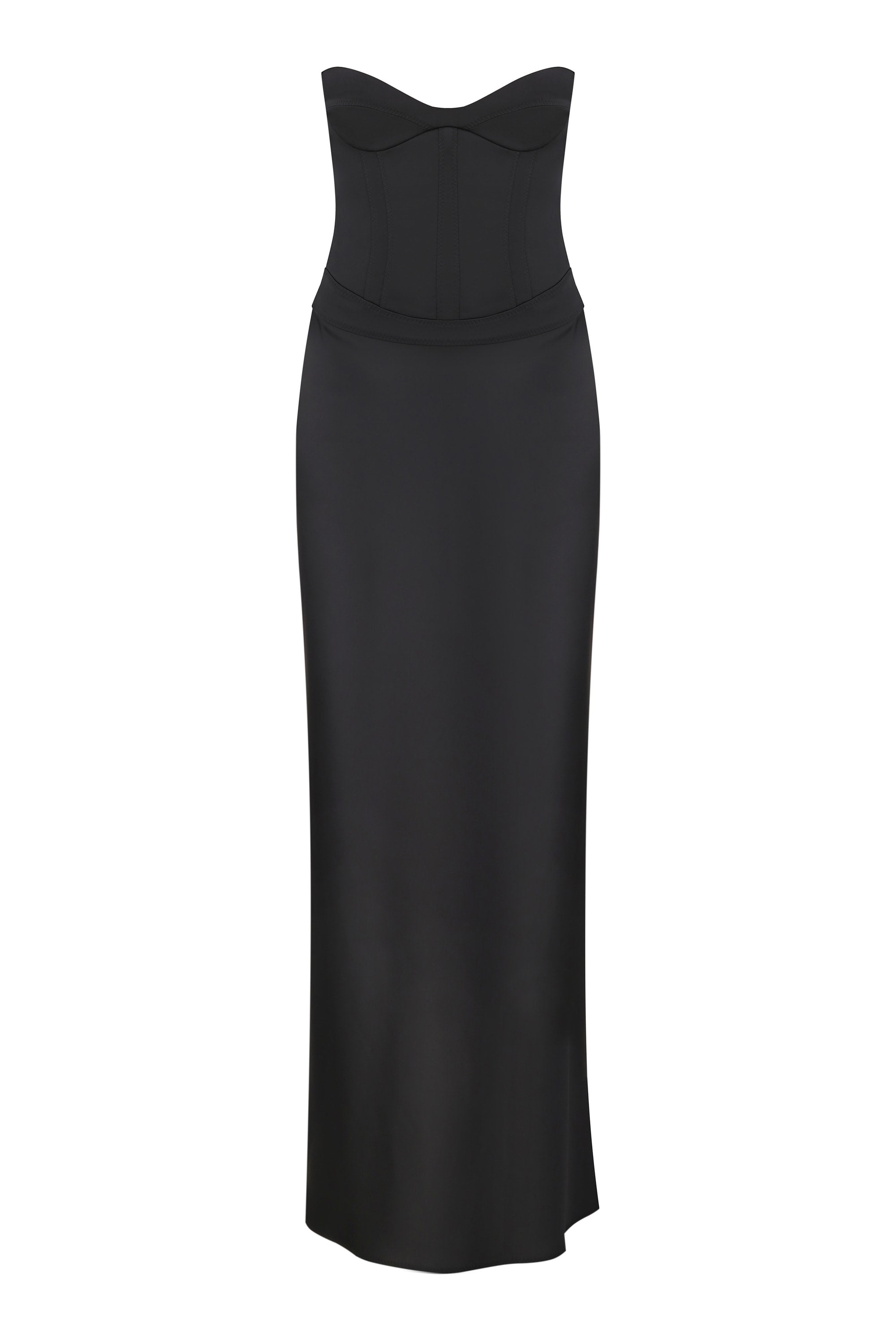 Silhouette Delancy maxi dress with a corset bodice front view