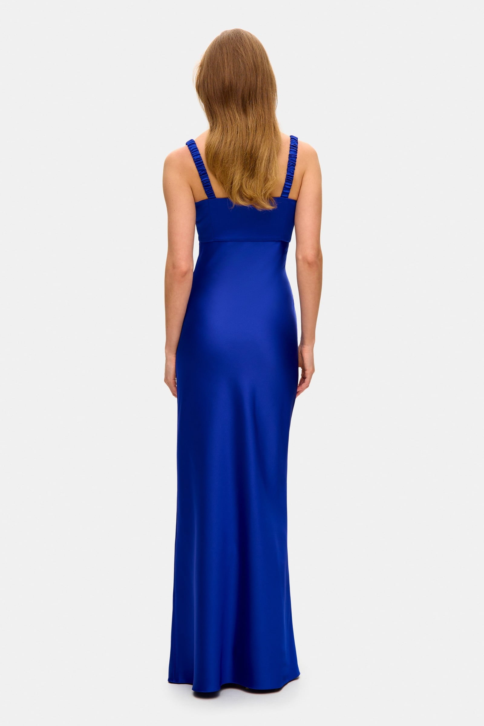 Model in maxi Yvette dress with cups back view