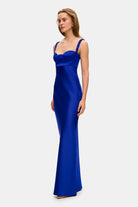 Model in maxi Yvette dress with cups side view