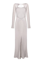 Long-sleeve Margit dress with cut-out back on a white background, back view