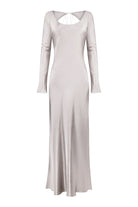Long-sleeve Margit dress with cut-out back on a white background, front view