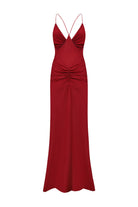 Berry Maltina dress on a white background, back view