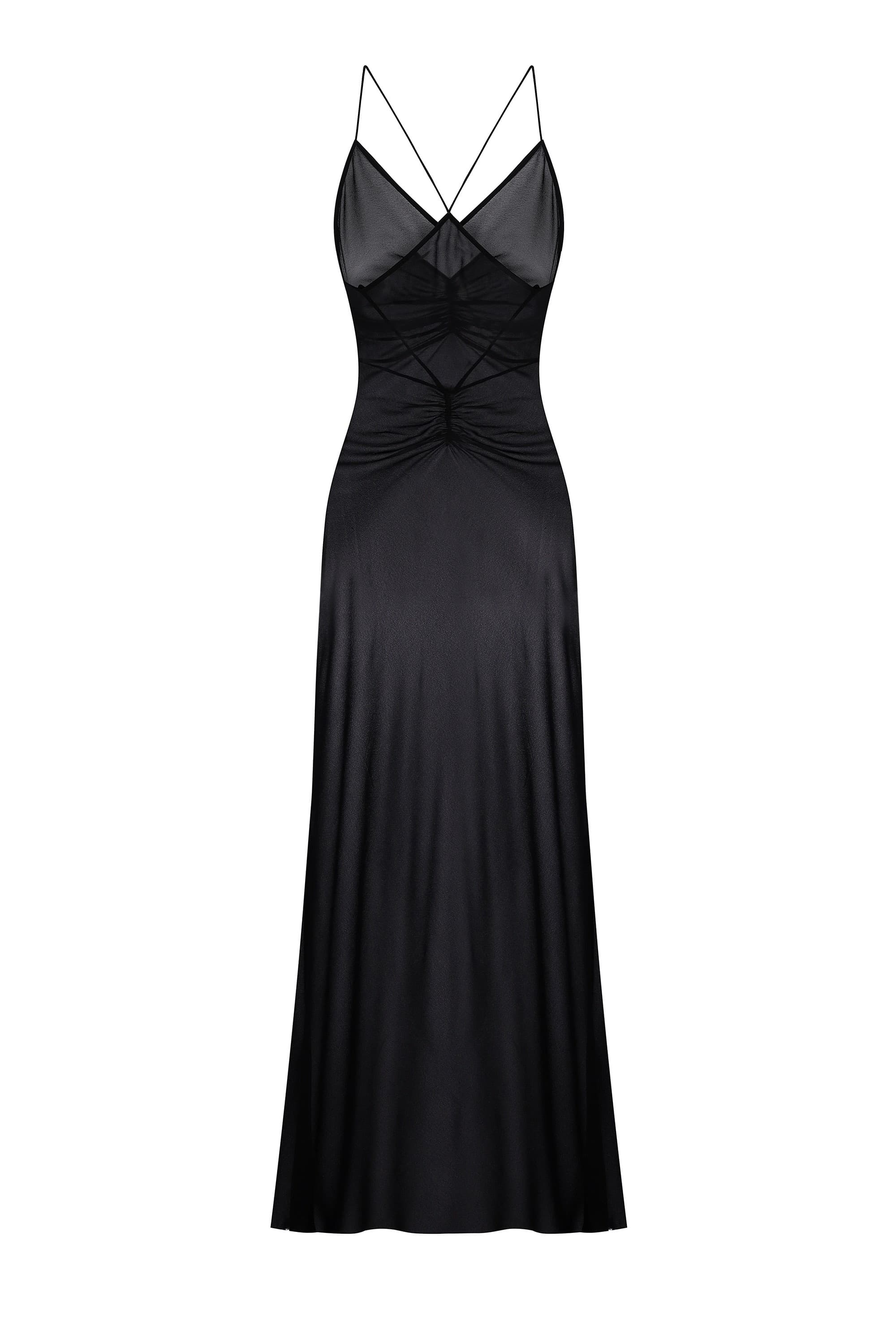 Black Eliana dress on a white background, front view