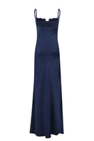 Blue Tulip dress with a textured bodice against a white background, back view