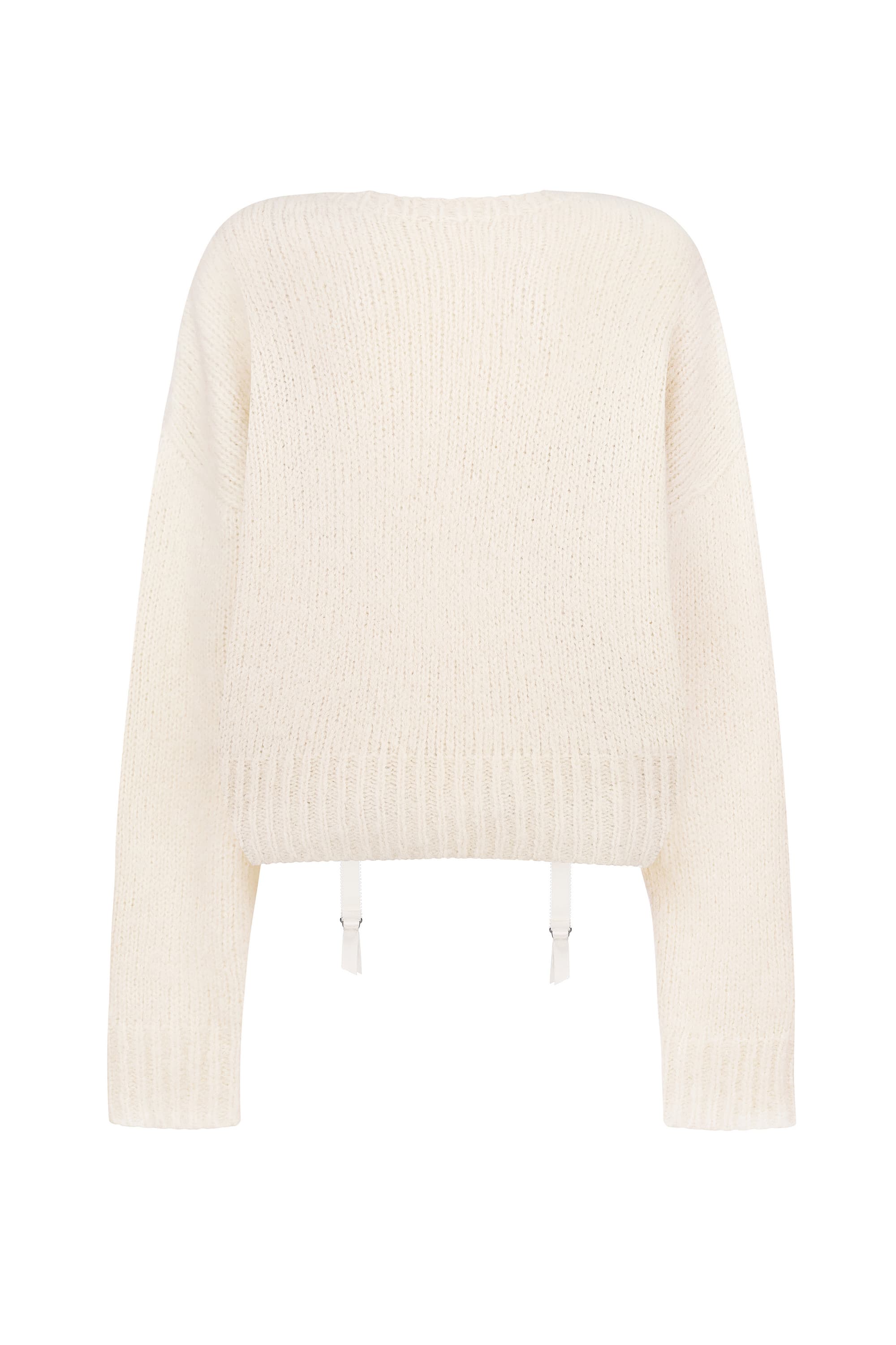 Ivory Cleo sweater on a white background, back view