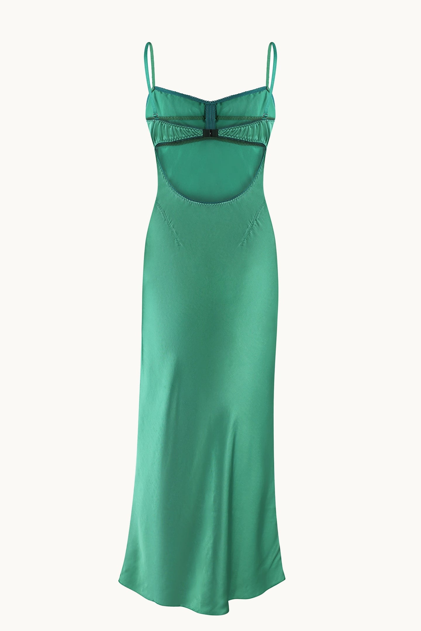 Model in green Waterlily dress back view