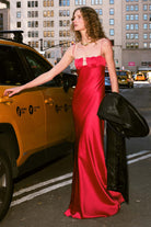 Model in red Tulip dress