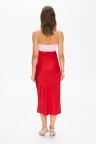 Model in midi Atena dress with decored cups on straps back view