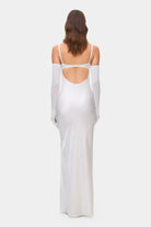 Bustier style bodice Beaded Waterlily maxi dress with embroidery back view