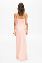 Model in Octavia maxi dress with cups and removable straps back view