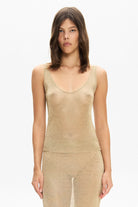 Model in Galathea top with straps front view