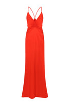 Coral Eliana dress on a white background, front view
