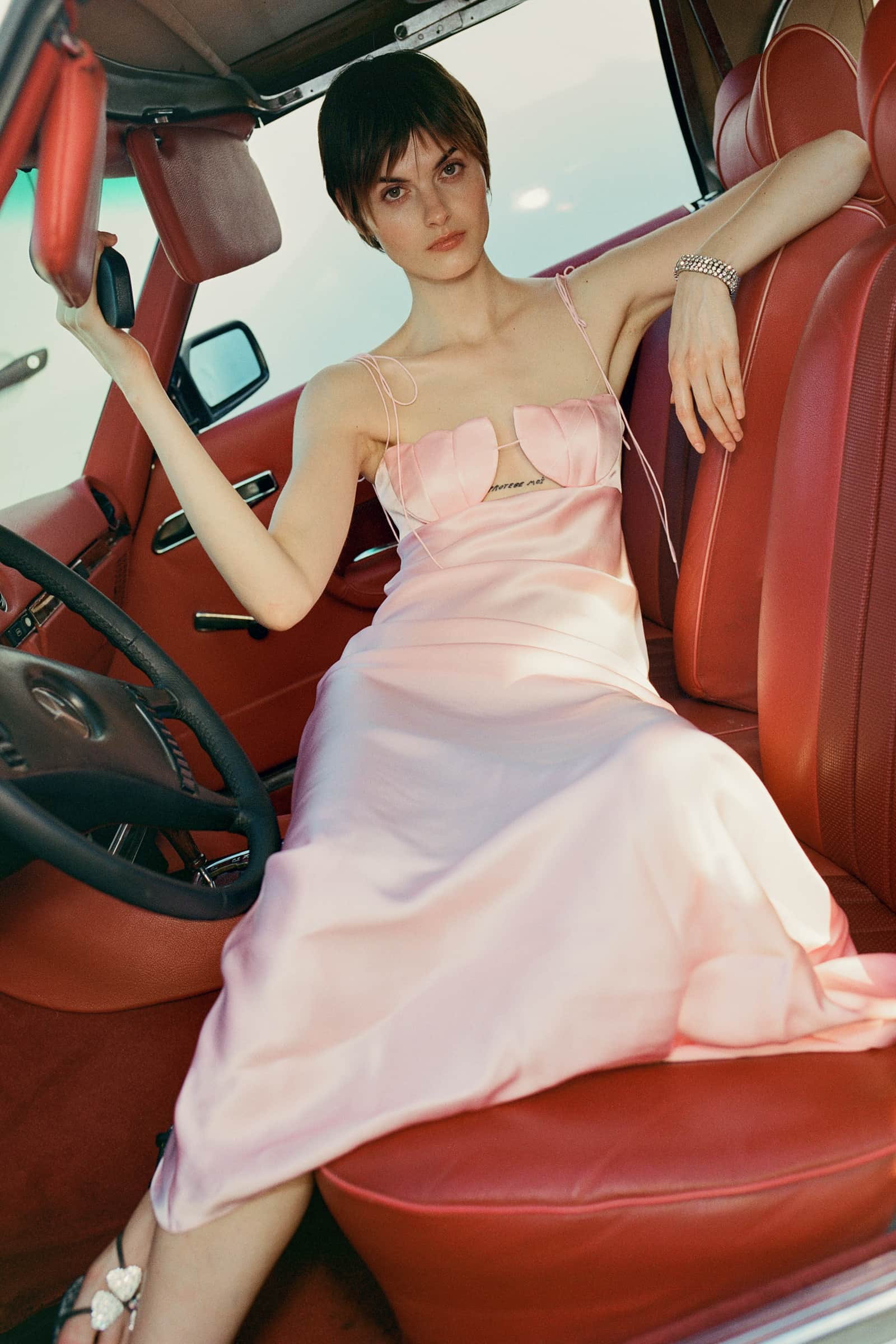 Model in pink Tulip dress