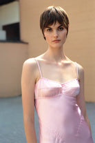 Model in pink Waterlily dress