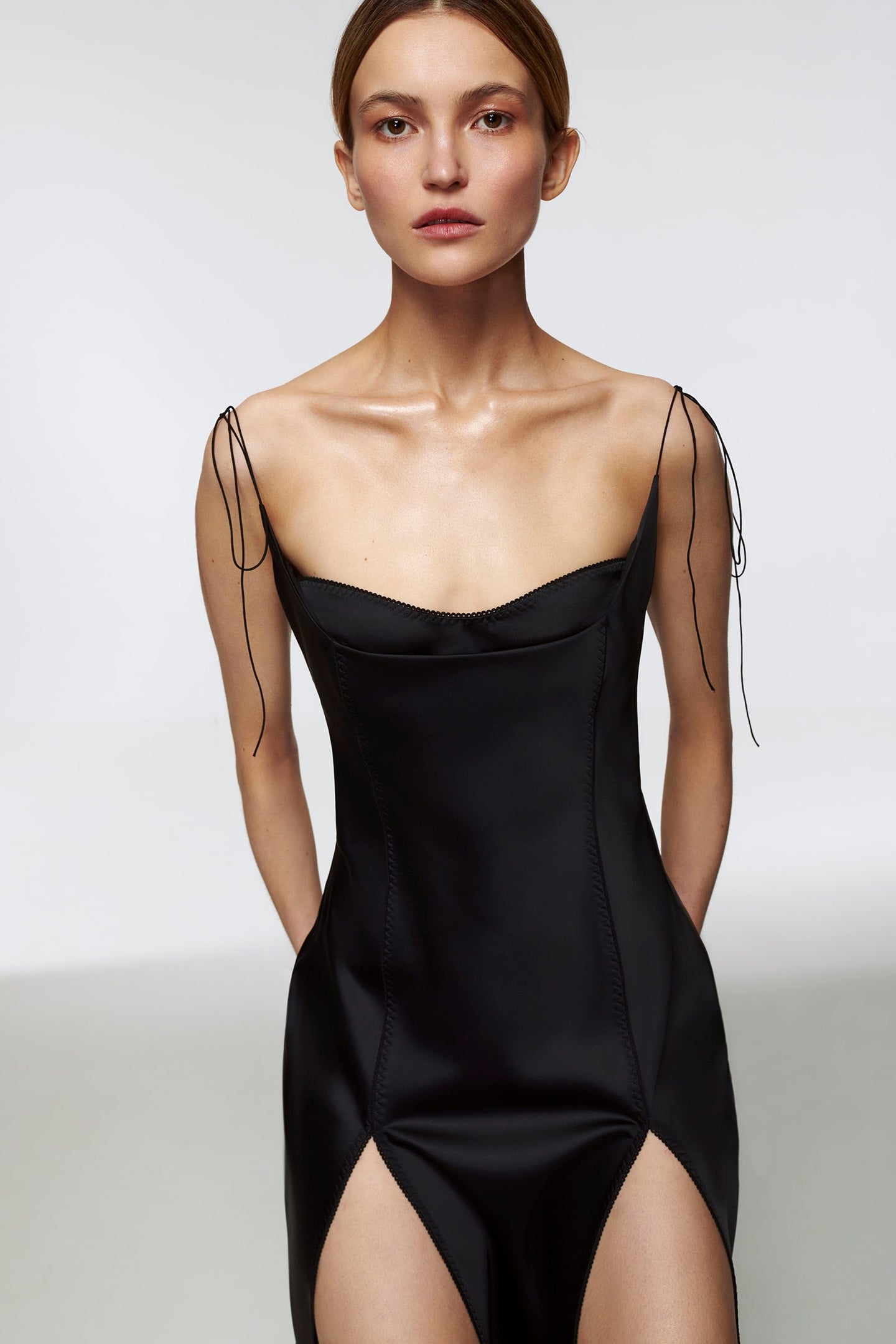 Model in black Dancer dress