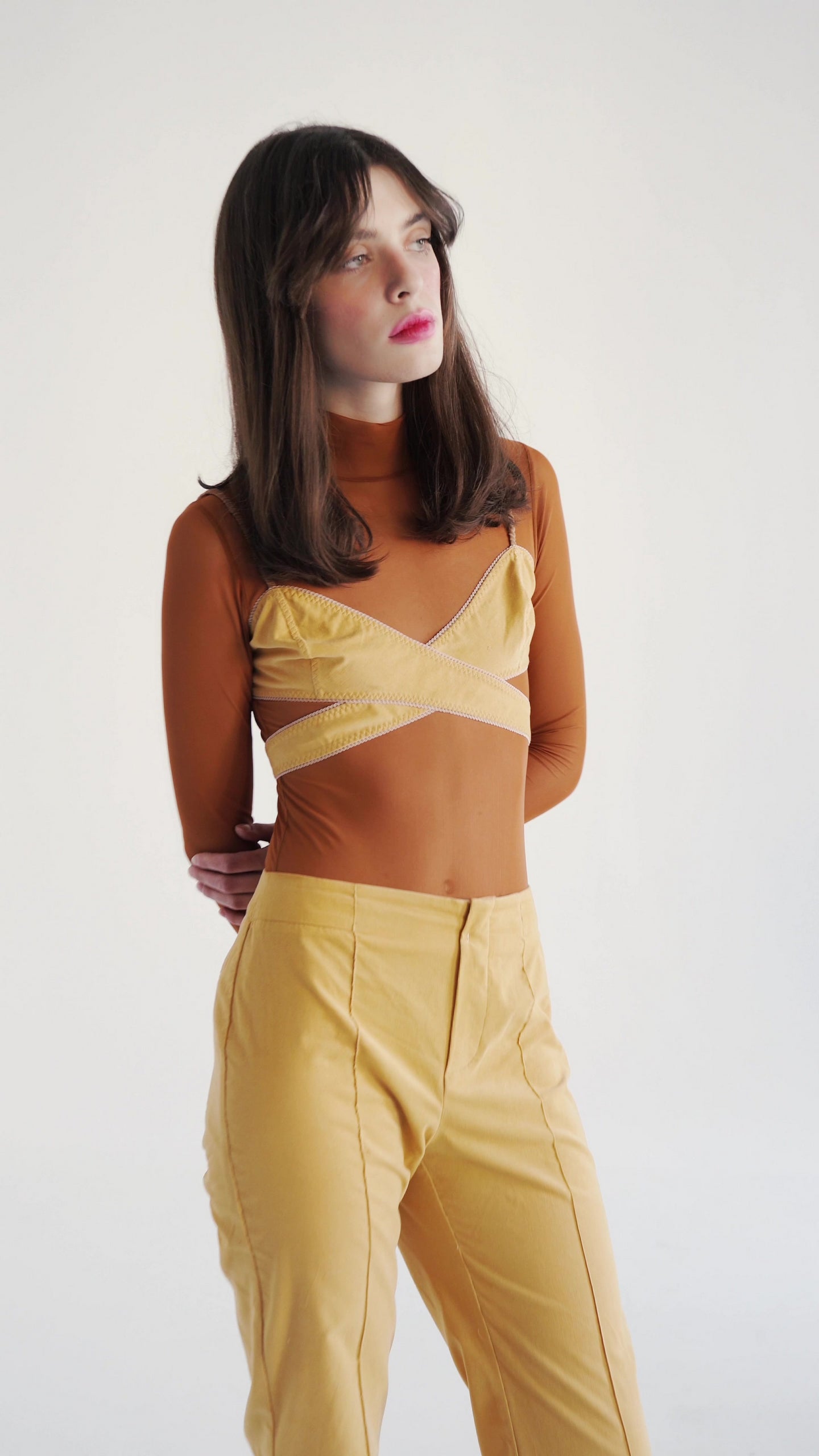 Model in yellow Alice brassiere video