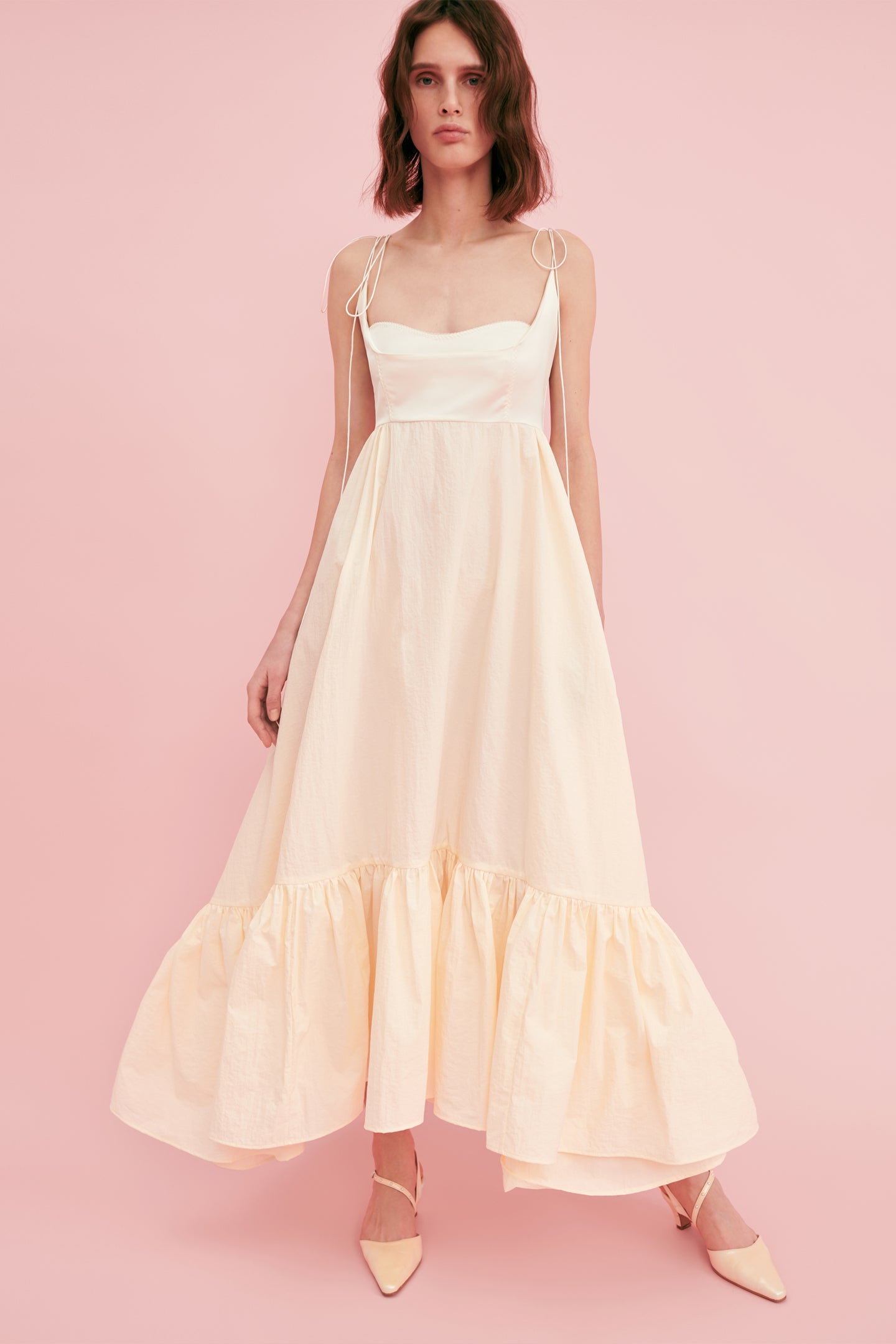 Model in cream Isabelle dress