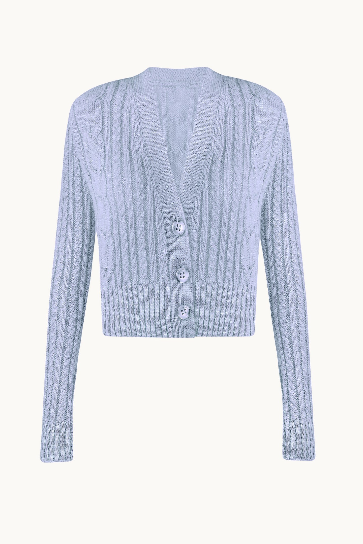 Toma sky blue cardigan front view