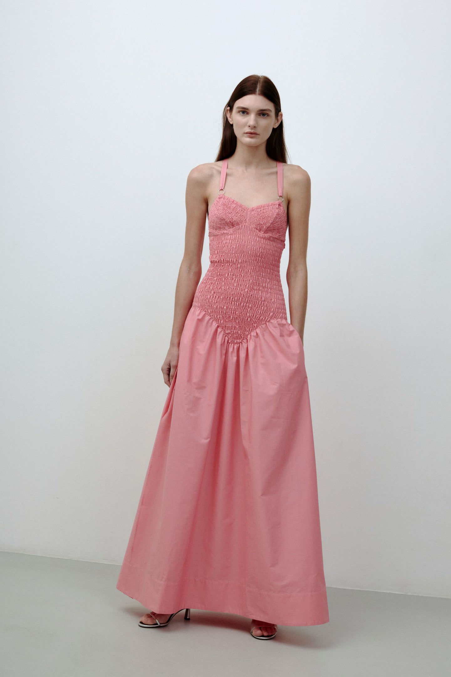 Model in pink Gertrude dress